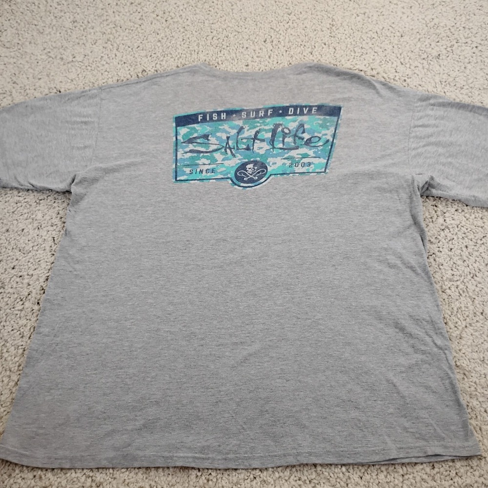 Salt Life Shirt Mens XL Gray Fish Surf Dive Crew Fishing Beach Outdoor Travel A